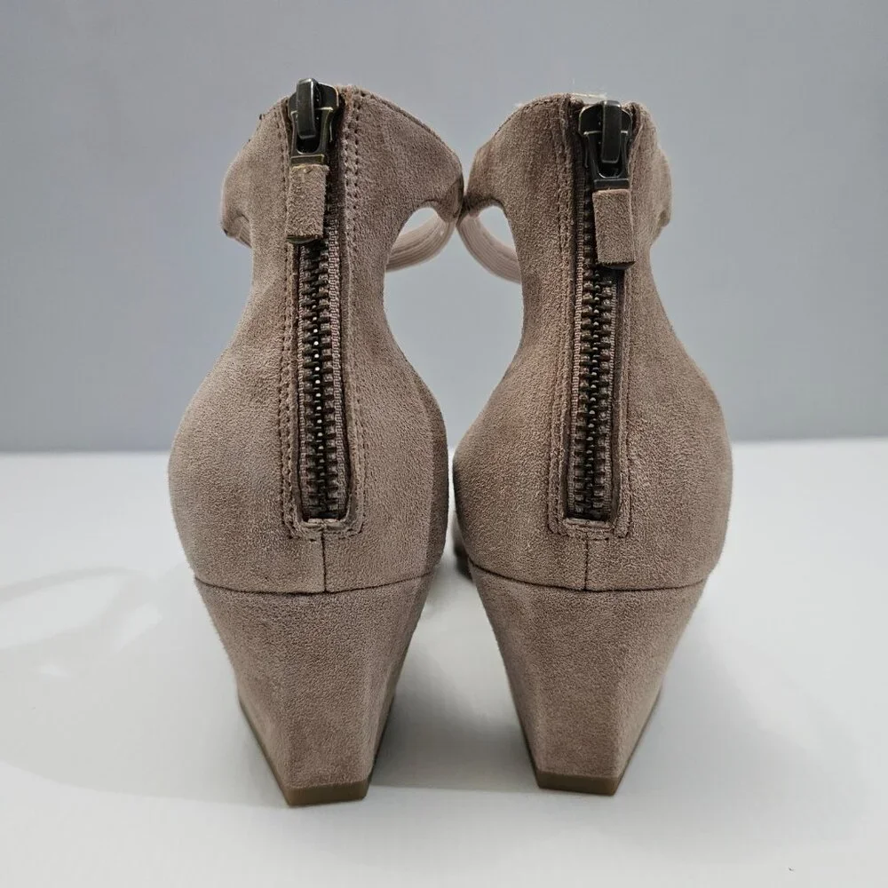 Eileen Fisher Veery Heel Pump Ankle Strap Zip Earth Tan Suede Size 8 NEW - Picture 10 of 16